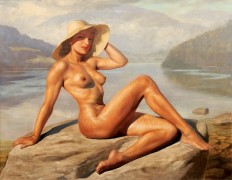 Marcel René von Herrfeldt_1890-1965_Shore_Nude with hat on a rock.jpg